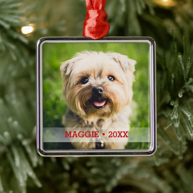 Personalized Pet Photo Cute Special Christmas Tree Metal Ornament | Zazzle