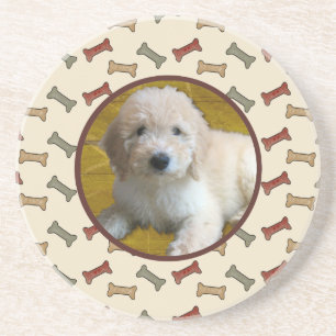 Personalized Pet Photo Dog Bone Custom Picture Sandstone Coaster