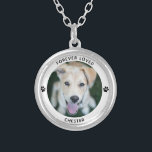 Personalized Pet Photo Dog Cat Memorial Keepsake Silver Plated Necklace<br><div class="desc">Your Custom Name and caption in minimal modern typography surrounding a favorite photo of your beloved pet. Wether it be a cat or dog,  this necklace will be a perfect memory keepsake for years to come.</div>