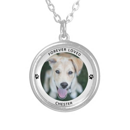 Personalized Pet Photo Dog Cat Memorial Keepsake Silver Plated Necklace