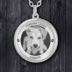 Personalized Pet Photo Dog Cat Memorial Keepsake Silver Plated Necklace