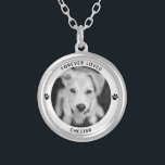 Personalized Pet Photo Dog Cat Memorial Keepsake Silver Plated Necklace<br><div class="desc">Your Custom Name and caption in minimal modern typography surrounding a favorite photo of your beloved pet. Wether it be a cat or dog,  this necklace will be a perfect memory keepsake for years to come. This is the black and white version.</div>
