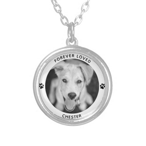 Personalized Pet Photo Dog Cat Memorial Keepsake Silver Plated Necklace