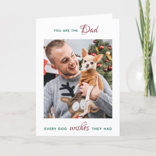  Personalized Pet Photo Dog Dad Merry Christmas  H Holiday Card