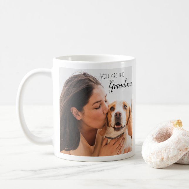 Personalized Pet Photo Dog Grandma Mother's Coffee Mug (With Donut)