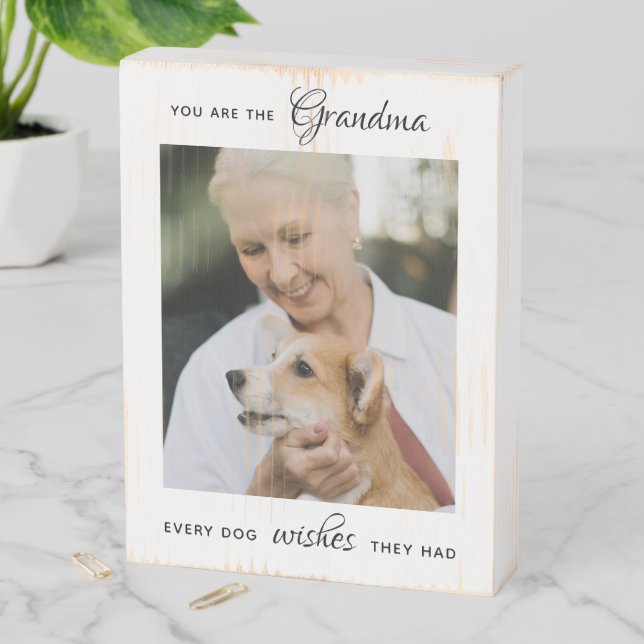 Personalized Pet Photo Dog Grandma Mother's Day  Wooden Box Sign (In Situ Vertical)