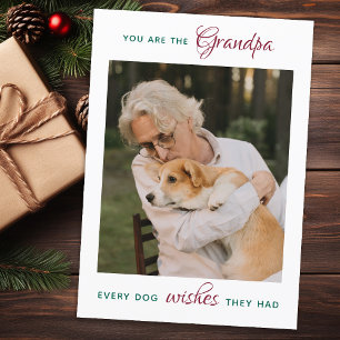 Personalized Pet Photo Dog Grandpa Merry Christmas Holiday Card