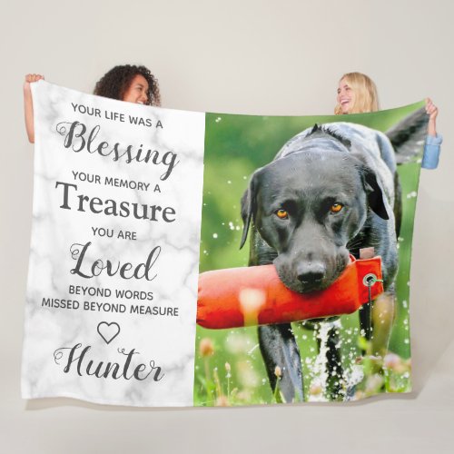 Personalized Pet Photo Dog Keepsake Memorial Fleece Blanket