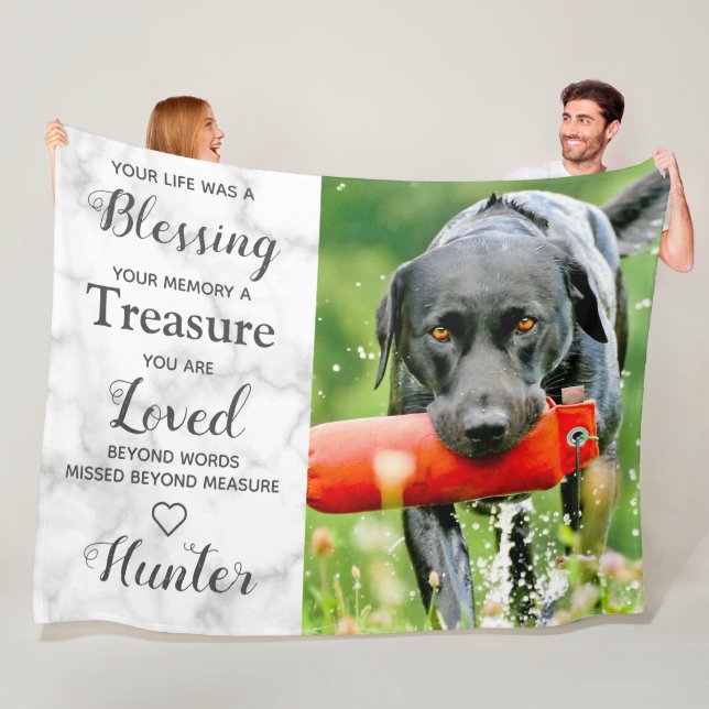 Personalized Pet Photo Dog Keepsake Memorial Fleece Blanket (In Situ)