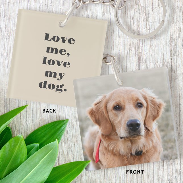 Personalized Pet Photo Dog Lover Fun Beige Keychain (Creator Uploaded)