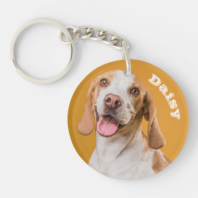 Personalized Pet Photo Dog Lover Keepsake Key Ring (Front)