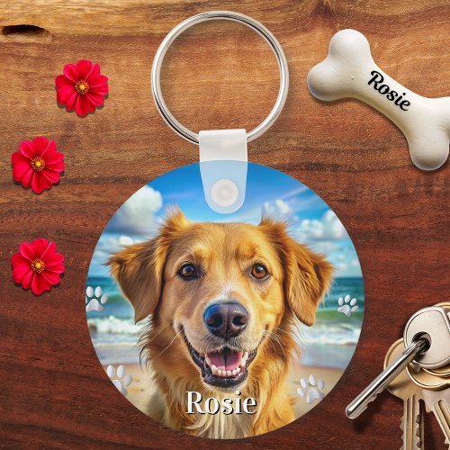 Personalized pet photo dog lover keepsake name key keychain