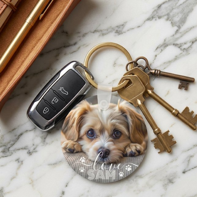 Personalized pet photo dog lover keepsake name  keychain (Creator Uploaded)
