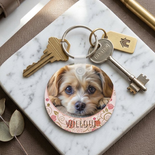 Personalized pet photo dog lover keepsake name  keychain (Creator Uploaded)