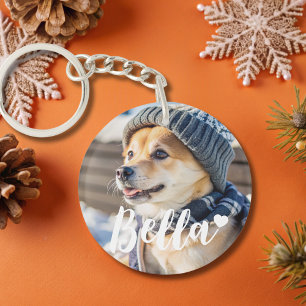 Personalized pet photo dog lover keepsake name keychain