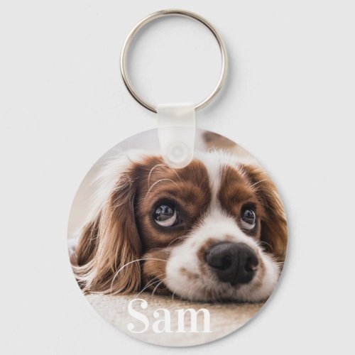 Personalized pet photo dog lover keepsake name  keychain