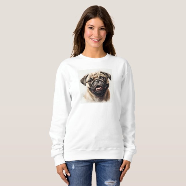 Personalized Pet Photo Dog Lover Keepsake Pug dog Sweatshirt (Front Full)