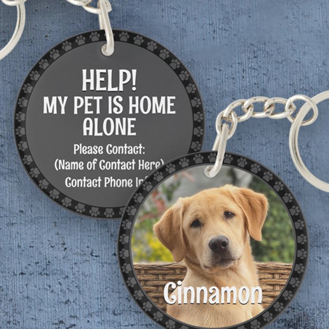 Personalized Pet Photo Dog Lover Name Emergency Keychain (Creator Uploaded)