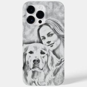 Personalized Pet Photo Dog Lover pencil drawig Case-Mate iPhone 14 Pro Max Case