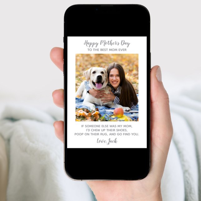 Personalized Pet Photo Dog Mom Mothers Day  Holiday Card (Front Digital)