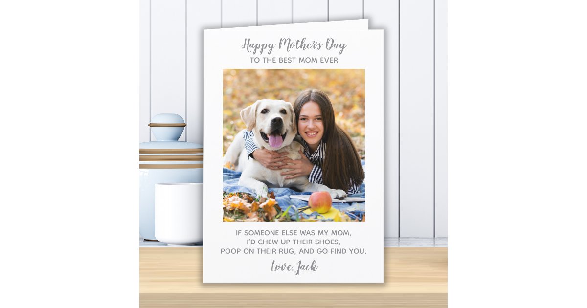 Personalized Pet Photo Dog Mom Mothers Day Holiday Card | Zazzle