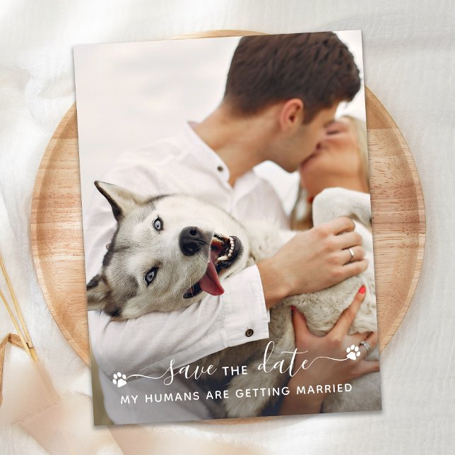 Personalized Pet Photo Dog Wedding Save The Date Announcement Postcard (Creator Uploaded)