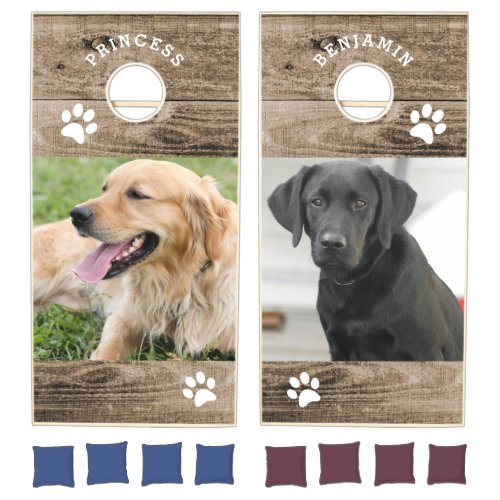 Personalized Pet Photo Dogs Name Wood Custom Cornhole Set