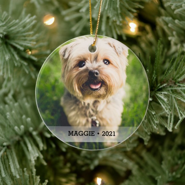 Personalized Pet Photo Double-sided Christmas Tree Ceramic Ornament (Tree)