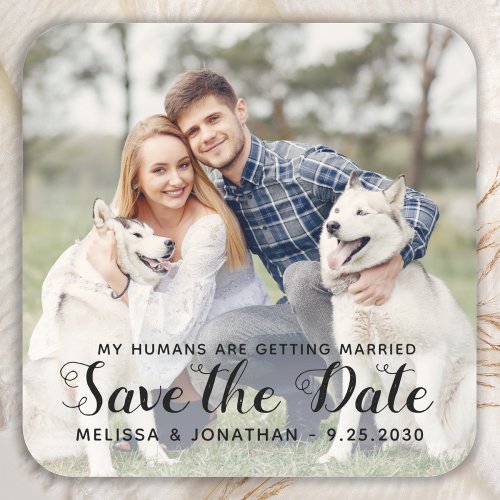 Personalized Pet Photo Engagement Dog Wedding  Square Sticker