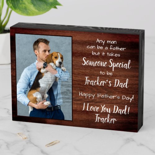 Personalized Pet Photo Fathers Day Dog Dad Wooden Box Sign