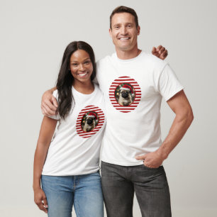 Personalized Pet Photo Festive Candy Cane Stripes T-Shirt