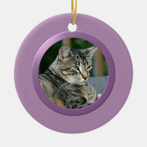 Personalized Pet Photo Frame Mauve Ceramic Ornament