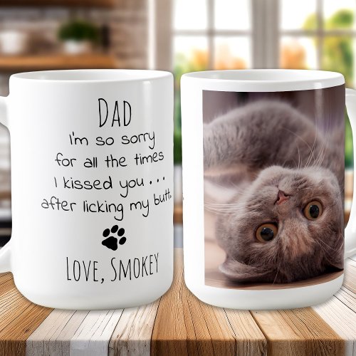 Personalized Pet Photo Funny Cat Dad Coffee Mug