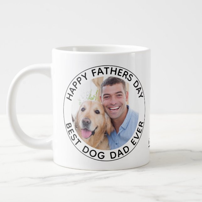 Personalized Pet Photo Happy Father's Day Dog Dad Giant Coffee Mug (Left)