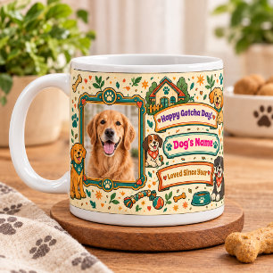 Personalized Pet Photo Happy Gotcha Day Retro Coffee Mug