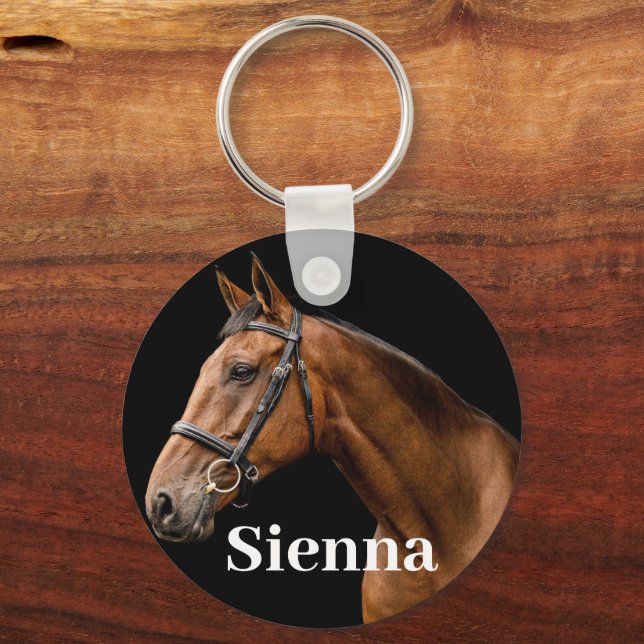 Personalized Pet Photo Horse Lover Mom Birthday Keychain (Front)