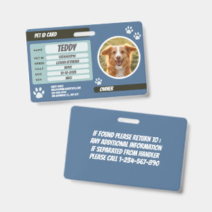 Personalized Pet Photo ID Wallet Card Badge