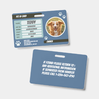 Personalized Pet Photo ID Wallet Card Badge