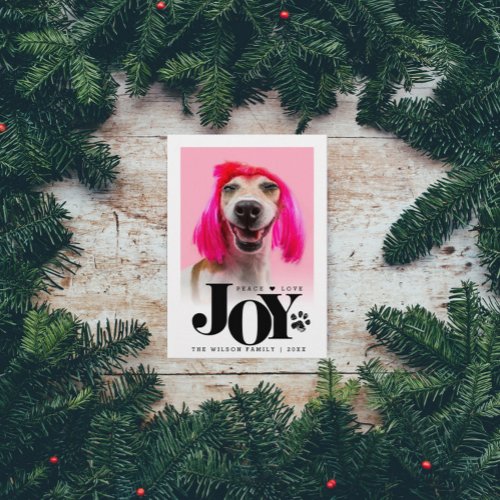 Personalized Pet Photo JOY Paw Print Holiday