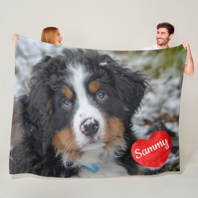 Personalized Pet Photo Keepsake Dog Memorial Fleece Blanket (In Situ)