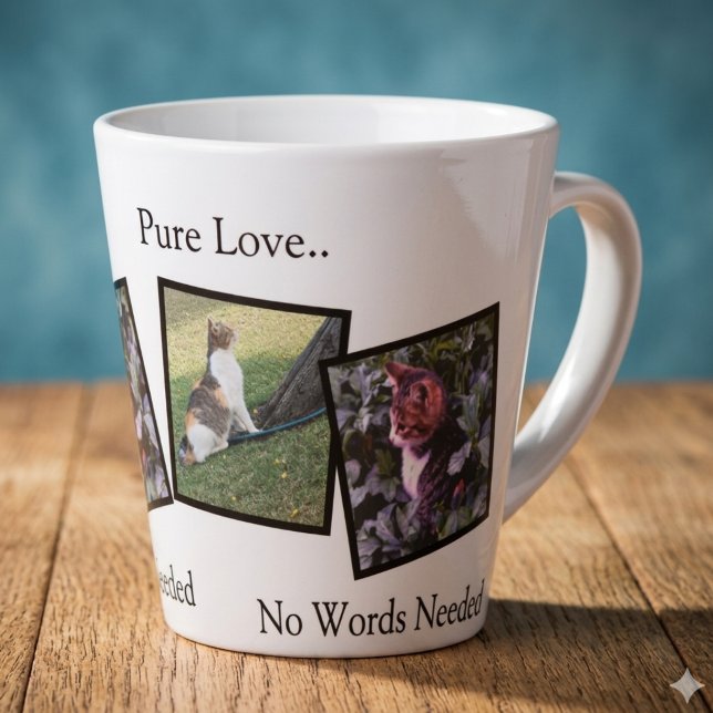 Personalized Pet Photo Latte Mug (Fully customizable coffee mug with photos for pet lover)
