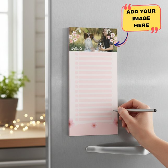 Personalized Pet Photo Lined Magnetic Notepad  (Personalized Pet Photo Lined Magnetic Notepad for Fridge Shopping Lists)