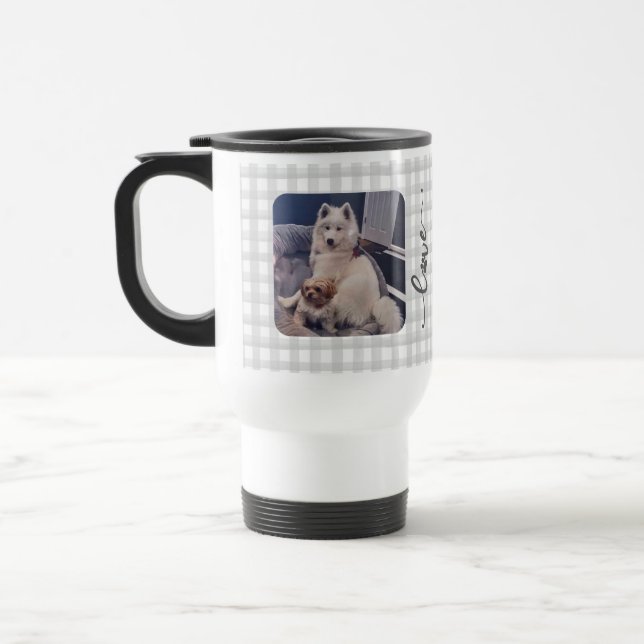 Personalized Pet Photo Love Paw Print Travel Mug (Left)