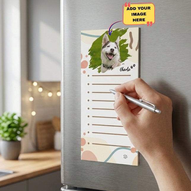 Personalized Pet Photo Magnetic Notepad with Name  (Personalized Pet Photo Magnetic Notepad with Name and Lined Shopping List Pages)