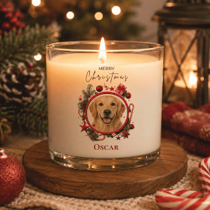 Personalized Pet Photo Merry Christmas Candle