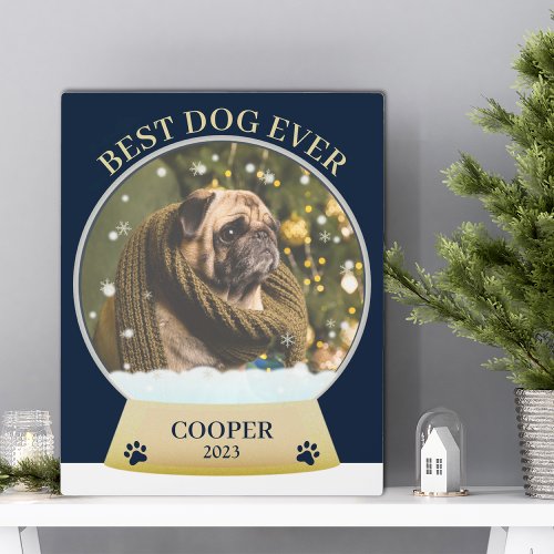 Personalized Pet Photo Name Best Dog Ever Holiday Plaque