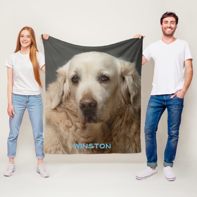 Personalized Pet Photo & Name Fleece Blanket (In Situ)