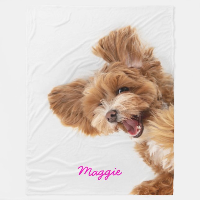 Personalized Pet Photo & Name Fleece Blanket (Front)