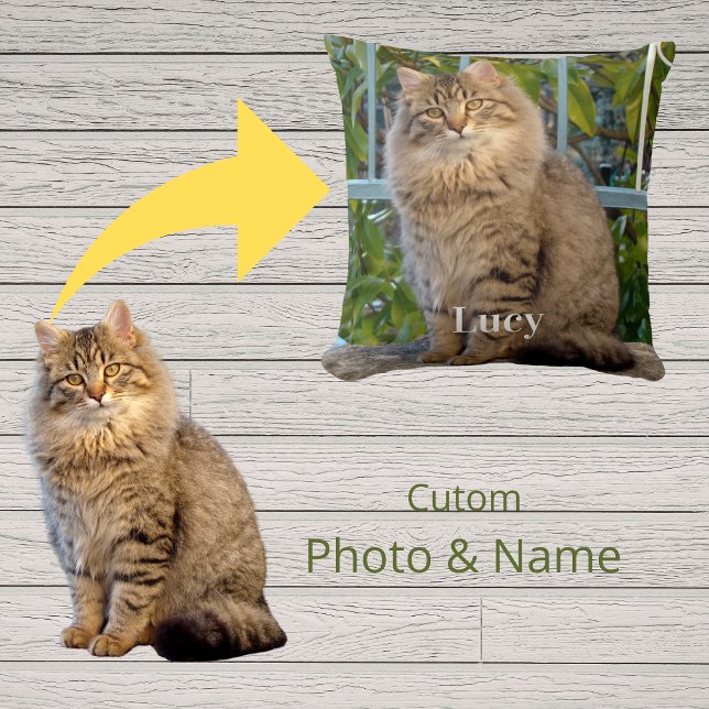 Personalized Pet Photo & Name Keepsake Throw Pillow (Creator Uploaded)