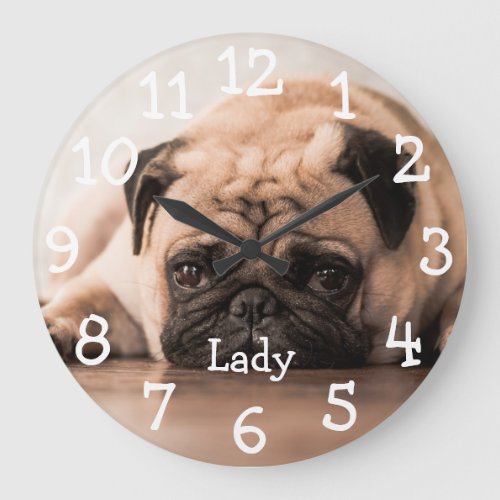 Personalized Pet Photo Name Large Clock